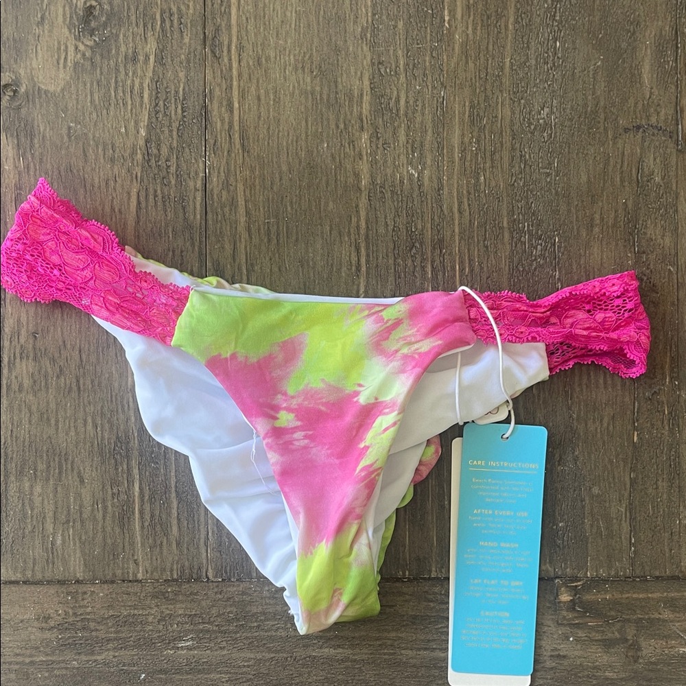Beach Bunny Pink and Green Bikini Bottom